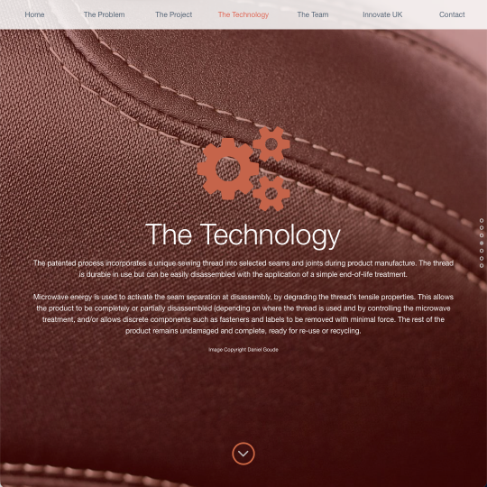RADIACAM textile technology webpage design