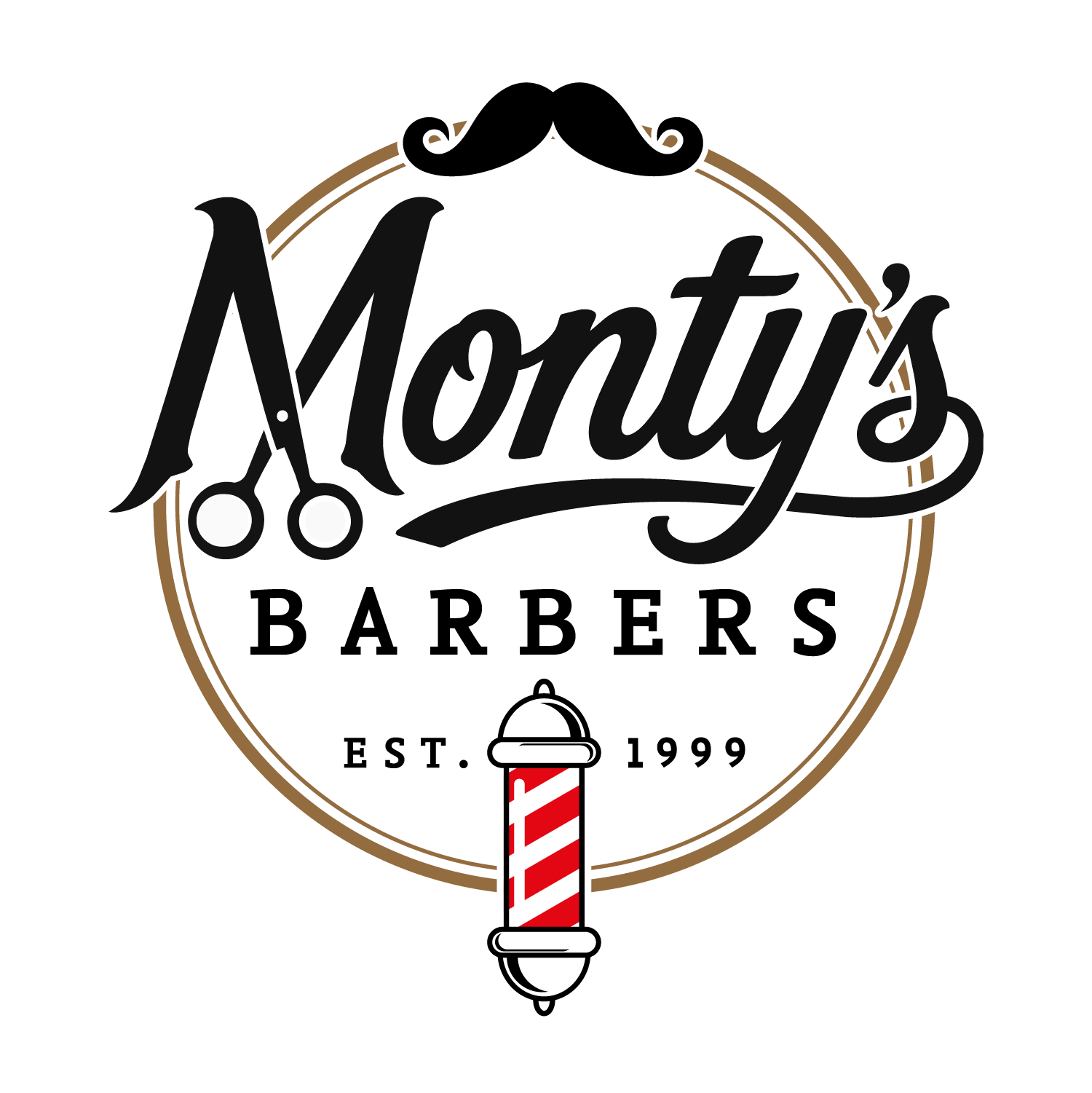 Monty’s Barbers vintage-style logo and brand identity