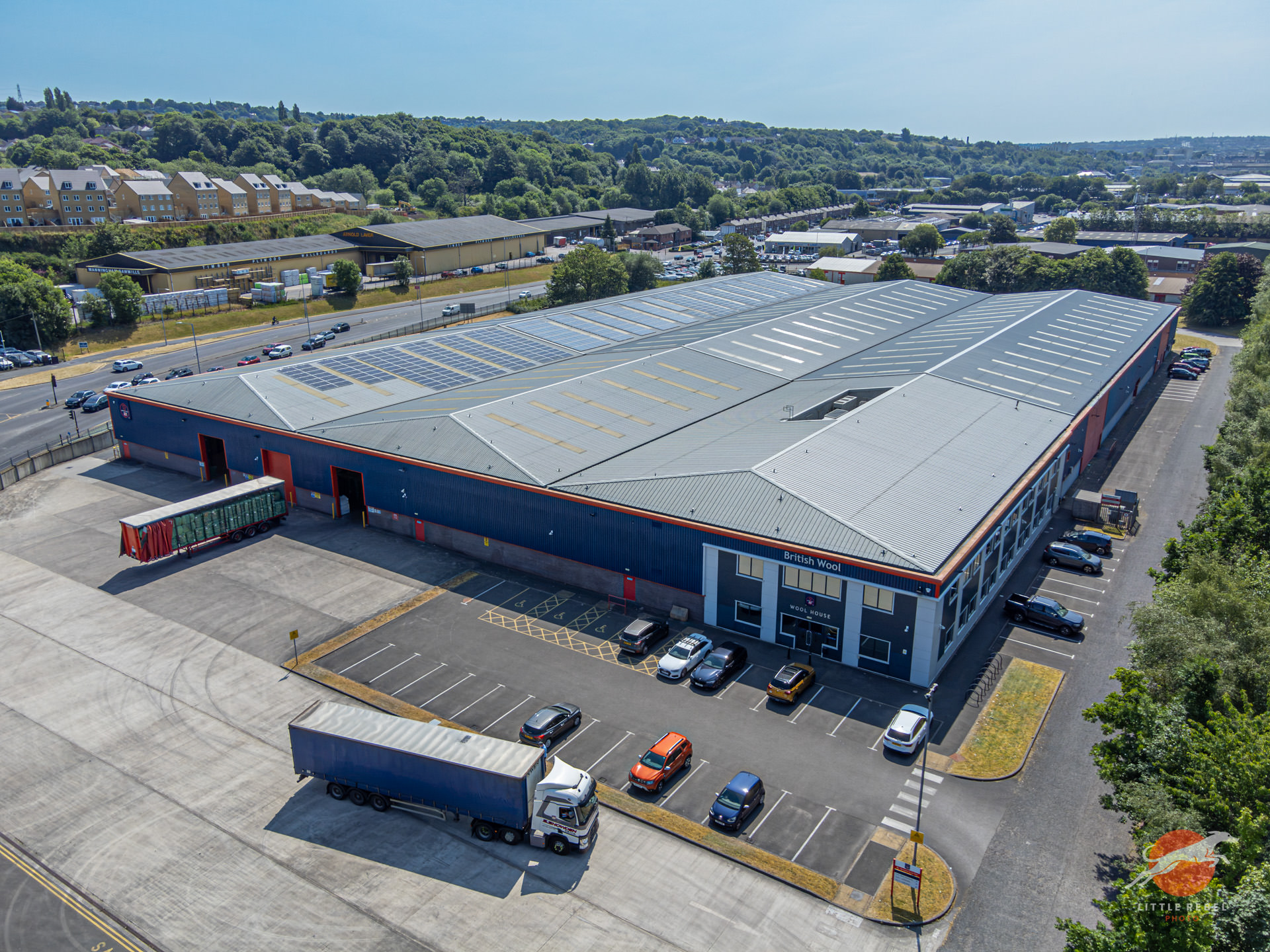 Aerial view of Wool House, British Wool’s headquarters in Bradford