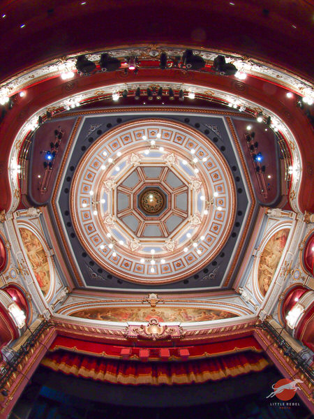 Ornate painted ceiling inside the Alhambra Theatre in Bradford