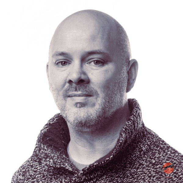 Black-and-white studio portrait of Upstagers trustee John Clark