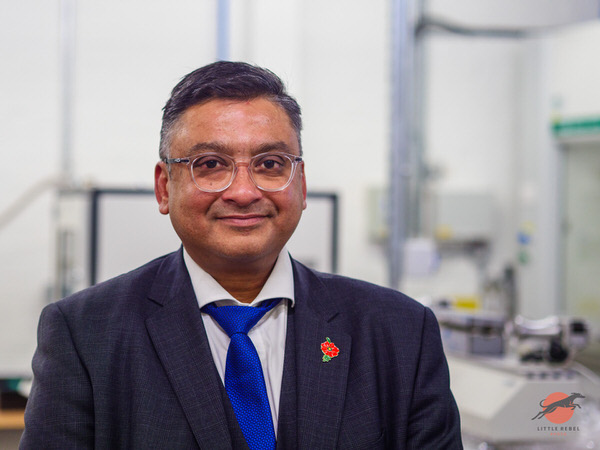 Professor Parik Goswami, Director of the Technical Textiles Research Centre, in a TTRC laboratory at the University of Huddersfield
