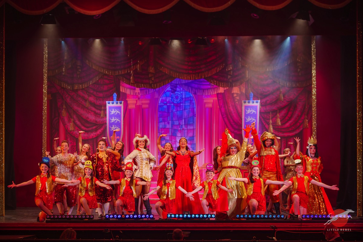 Cast performing the finale of Upstagers’ Snow White pantomime in Ilkley