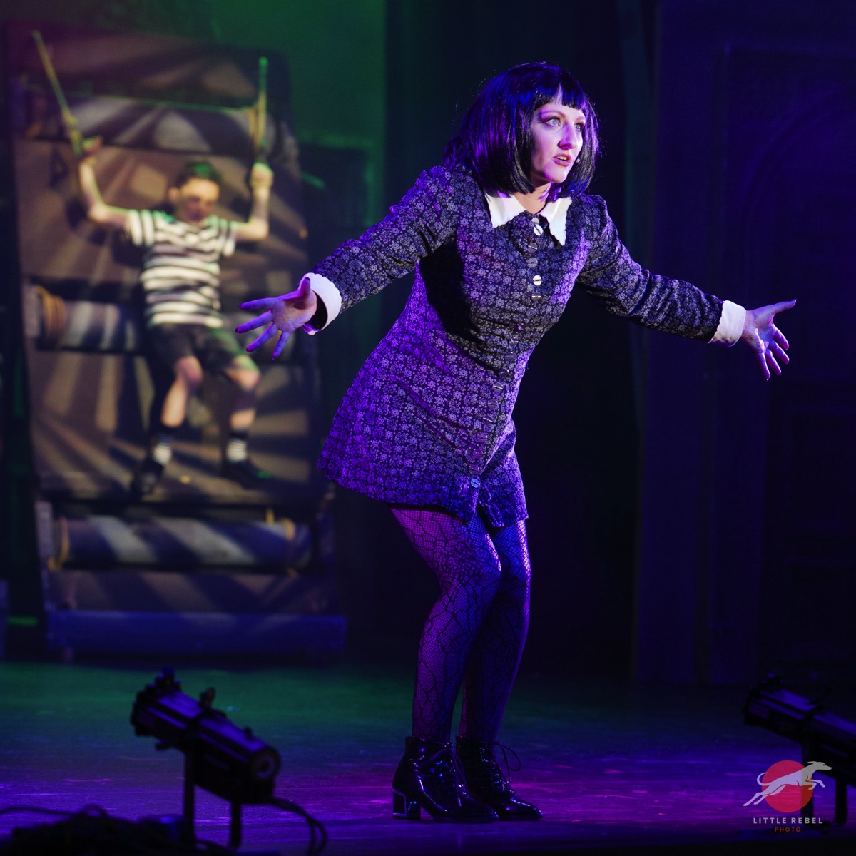 Wednesday Addams performing Pulled in Upstagers’ The Addams Family musical